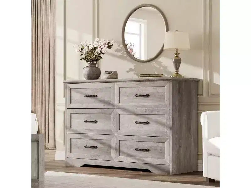 6 Commodes de Chambre, Commode de Rangement, Commode Moderne de Style Ferme en Bois, Commode Organiseur de Rangement