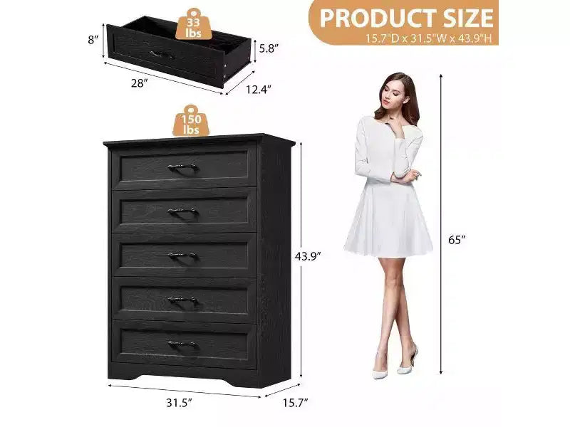 6 Commodes de Chambre, Commode de Rangement, Commode Moderne de Style Ferme en Bois, Commode Organiseur de Rangement
