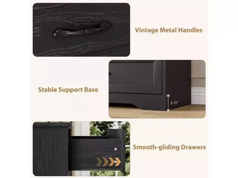 6 Commodes de Chambre, Commode de Rangement, Commode Moderne de Style Ferme en Bois, Commode Organiseur de Rangement