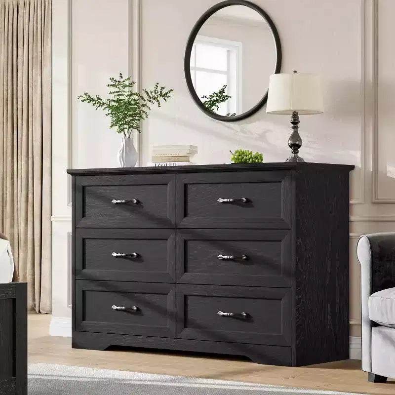 6 Commodes de Chambre, Commode de Rangement, Commode Moderne de Style Ferme en Bois, Commode Organiseur de Rangement