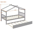 Lit cabane en bois de taille double avec lit gigogne de taille double