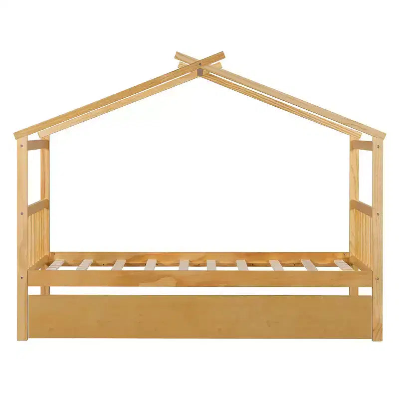 Lit cabane en bois de taille double avec lit gigogne de taille double