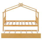 Lit cabane en bois de taille double avec lit gigogne de taille double