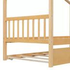 Lit cabane en bois de taille double avec lit gigogne de taille double