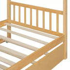 Lit cabane en bois de taille double avec lit gigogne de taille double