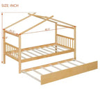 Lit cabane en bois de taille double avec lit gigogne de taille double