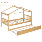 Lit cabane en bois de taille double avec lit gigogne de taille double