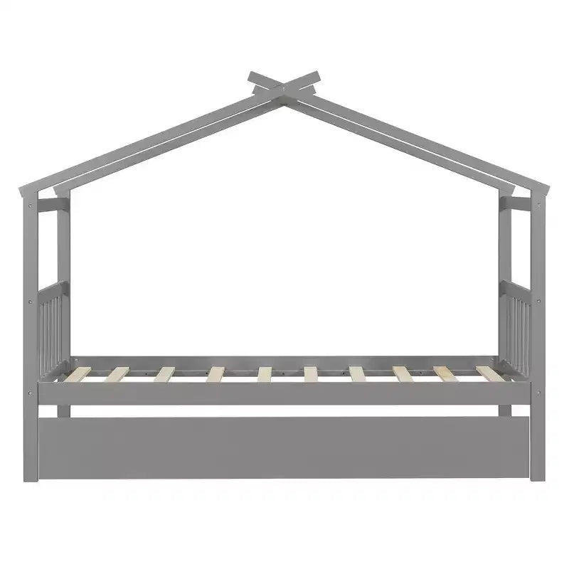 Lit cabane en bois de taille double avec lit gigogne de taille double