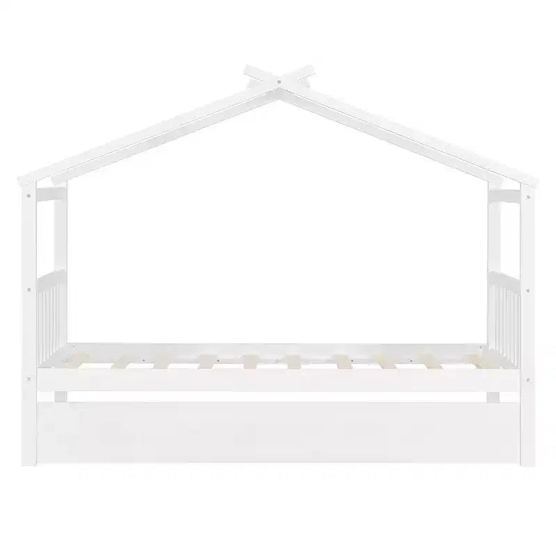 Lit cabane en bois de taille double avec lit gigogne de taille double