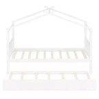 Lit cabane en bois de taille double avec lit gigogne de taille double