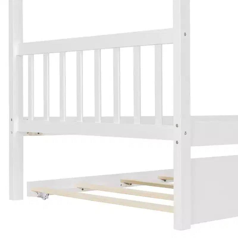 Lit cabane en bois de taille double avec lit gigogne de taille double