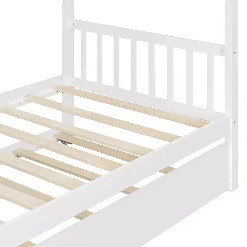 Lit cabane en bois de taille double avec lit gigogne de taille double