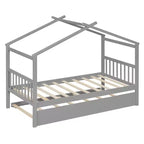 Lit cabane en bois de taille double avec lit gigogne de taille double