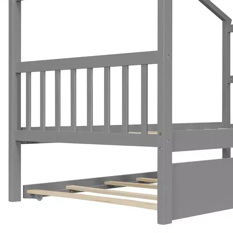 Lit cabane en bois de taille double avec lit gigogne de taille double