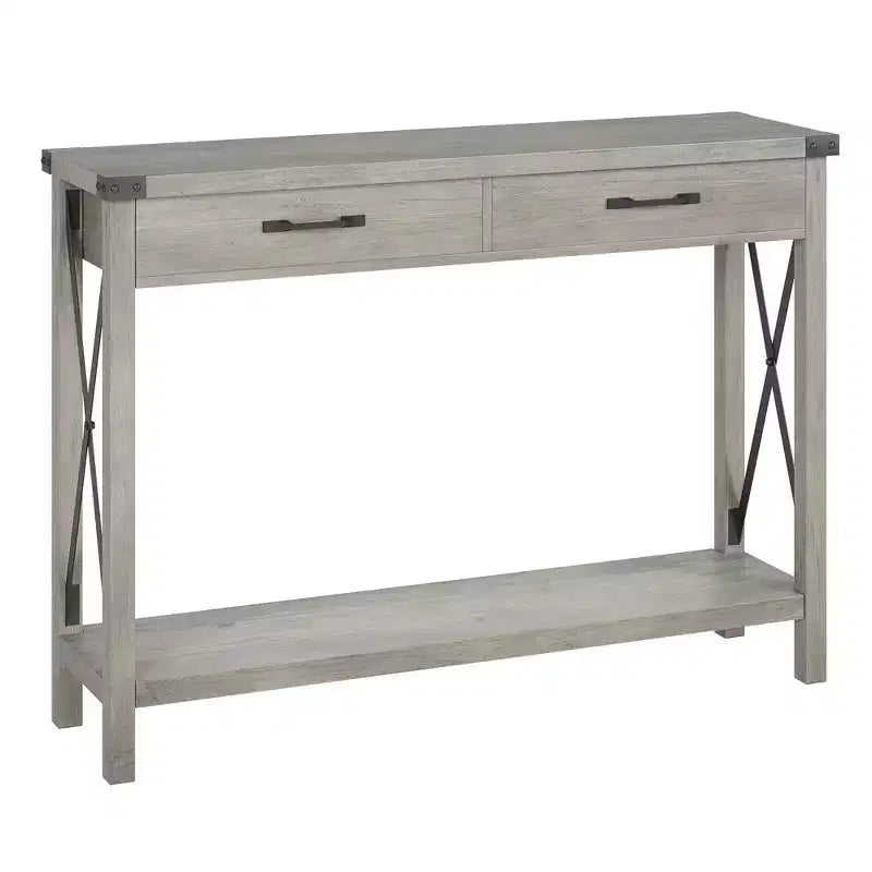 Console de 31 pouces avec tiroirs et étagère ouverte, table de canapé étroite à 2 niveaux pour entrée, salon, couloir