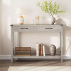 Console de 31 pouces avec tiroirs et étagère ouverte, table de canapé étroite à 2 niveaux pour entrée, salon, couloir