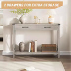Console de 31 pouces avec tiroirs et étagère ouverte, table de canapé étroite à 2 niveaux pour entrée, salon, couloir