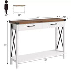 Console de 31 pouces avec tiroirs et étagère ouverte, table de canapé étroite à 2 niveaux pour entrée, salon, couloir