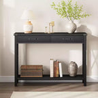 Console de 31 pouces avec tiroirs et étagère ouverte, table de canapé étroite à 2 niveaux pour entrée, salon, couloir