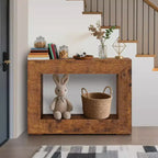 Coolmee 47 Inches Farmhouse Console Table, Wooden Entryway Console Table, Industrial Hallway Accent Table for Living Room, Entrance, Foyer