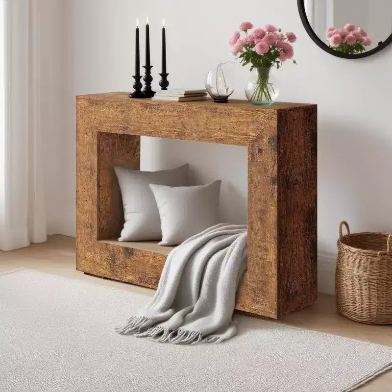Console de ferme de 47 pouces, table console d'entrée en bois, table d'appoint industrielle pour le salon, l'entrée, le hall