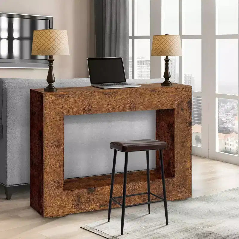 Console de ferme de 47 pouces, table console d'entrée en bois, table d'appoint industrielle pour le salon, l'entrée, le hall