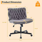 Chaise de bureau, Chaise Criss Cross avec fonction de balancement et hauteur réglable, Chaise pivotante sans accoudoirs confortable, Chaise roulante pour les jambes croisées, capacité de 136 kg