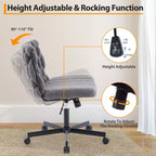 Chaise de bureau, Chaise Criss Cross avec fonction de balancement et hauteur réglable, Chaise pivotante sans accoudoirs confortable, Chaise roulante pour les jambes croisées, capacité de 136 kg
