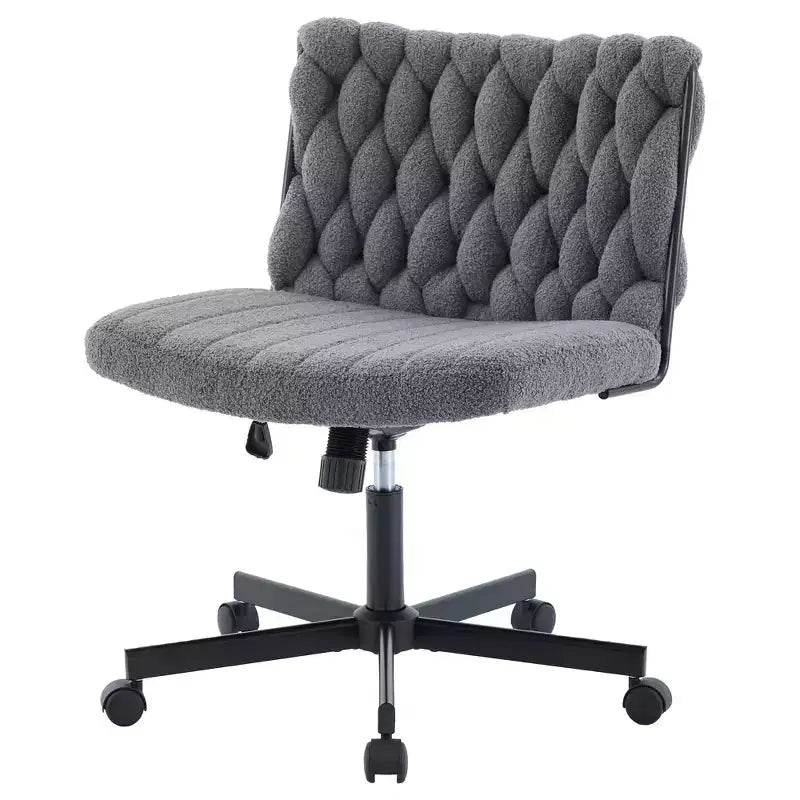 Chaise de bureau, Chaise Criss Cross avec fonction de balancement et hauteur réglable, Chaise pivotante sans accoudoirs confortable, Chaise roulante pour les jambes croisées, capacité de 136 kg
