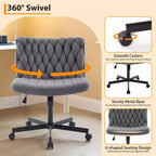 Chaise de bureau, Chaise Criss Cross avec fonction de balancement et hauteur réglable, Chaise pivotante sans accoudoirs confortable, Chaise roulante pour les jambes croisées, capacité de 136 kg