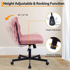Chaise de bureau, Chaise Criss Cross avec fonction de balancement et hauteur réglable, Chaise pivotante sans accoudoirs confortable, Chaise roulante pour les jambes croisées, capacité de 136 kg
