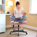 Chaise de bureau, Chaise Criss Cross avec fonction de balancement et hauteur réglable, Chaise pivotante sans accoudoirs confortable, Chaise roulante pour les jambes croisées, capacité de 136 kg