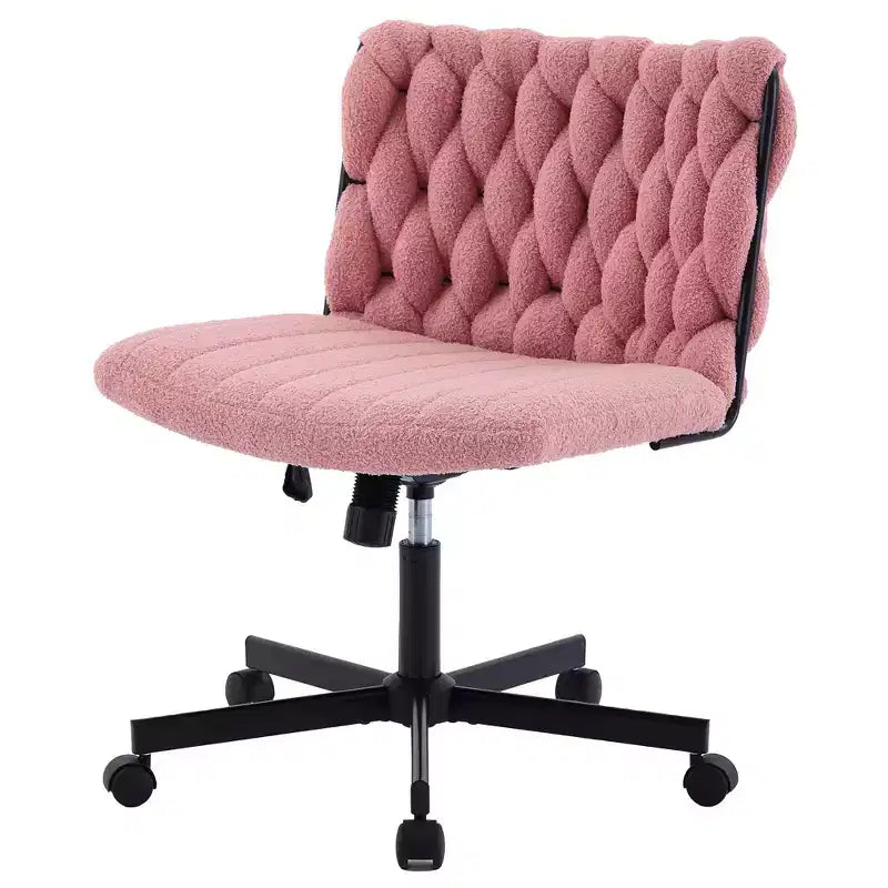 Chaise de bureau, Chaise Criss Cross avec fonction de balancement et hauteur réglable, Chaise pivotante sans accoudoirs confortable, Chaise roulante pour les jambes croisées, capacité de 136 kg