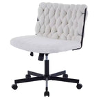 Chaise de bureau, Chaise Criss Cross avec fonction de balancement et hauteur réglable, Chaise pivotante sans accoudoirs confortable, Chaise roulante pour les jambes croisées, capacité de 136 kg