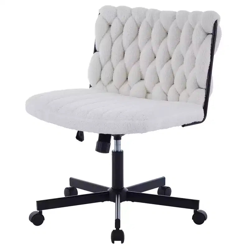 Chaise de bureau, Chaise Criss Cross avec fonction de balancement et hauteur réglable, Chaise pivotante sans accoudoirs confortable, Chaise roulante pour les jambes croisées, capacité de 136 kg