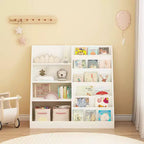 Étagère à livres pour enfants et organisateur de jouets, étagère à livres multifonctionnelle à 4 niveaux en bois avec présentoir de bibliothèque pour chambre d'enfants, salle de jeux, crèche