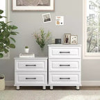 Commode à 3 tiroirs, table de chevet moderne, petites commodes avec tiroirs, commode en bois avec poignées en acier, blanc