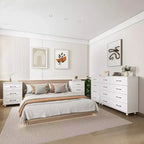 Commode à 3 tiroirs, table de chevet moderne, petites commodes avec tiroirs, commode en bois avec poignées en acier, blanc