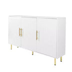 Grand meuble de rangement de 139,95 cm, Buffet avec 3 portes et poignées dorées, Meuble de rangement pour cuisine, salle à manger, salon, Blanc