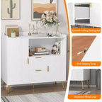 Meuble de rangement 40" avec buffet, 2 tiroirs et 2 portes, armoire de rangement de cuisine avec bar à café pour salle à manger, entrée