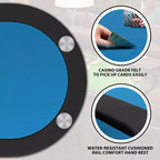 Table de poker ovale pour 10 personnes - Pieds métalliques pliables - 9 porte-gobelets en acier inoxydable - Bord rembourré imperméable