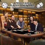 Table de poker ovale pour 10 personnes - Pieds métalliques pliables - 9 porte-gobelets en acier inoxydable - Bord rembourré imperméable