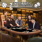 Table de poker ovale pour 10 personnes - Pieds métalliques pliables - 9 porte-gobelets en acier inoxydable - Bord rembourré imperméable