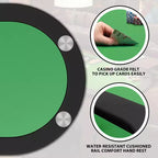 Table de poker ovale pour 10 personnes - Pieds métalliques pliables - 9 porte-gobelets en acier inoxydable - Bord rembourré imperméable