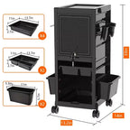 Chariot de rangement roulant multifonction avec 6 tiroirs, 3 supports, tiroirs verrouillables avec clés, pour outils de beauté et de coiffure, capacité améliorée