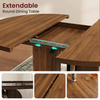Table de salle à manger ronde extensible de 47 à 63 po pour 4 à 8 personnes, table de cuisine de style campagnard en bois avec pieds plus larges, support métallique, ovale, pour le dîner, la cuisine