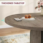 Table de salle à manger ronde extensible de 47 à 63 po pour 4 à 8 personnes, table de cuisine de style campagnard en bois avec pieds plus larges, support métallique, ovale, pour le dîner, la cuisine