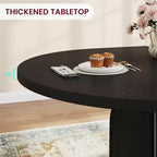 Table de salle à manger ronde extensible de 47 à 63 po pour 4 à 8 personnes, table de cuisine de style campagnard en bois avec pieds plus larges, support métallique, ovale, pour le dîner, la cuisine