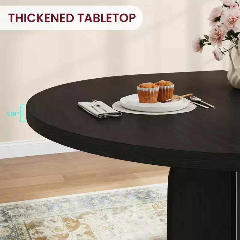 Table de salle à manger ronde extensible de 47 à 63 po pour 4 à 8 personnes, table de cuisine de style campagnard en bois avec pieds plus larges, support métallique, ovale, pour le dîner, la cuisine
