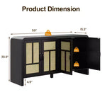 Meuble buffet avec portes en rotin, grand placard de rangement avec étagères pour salle à manger, salon, organisateur de rangement d'entrée